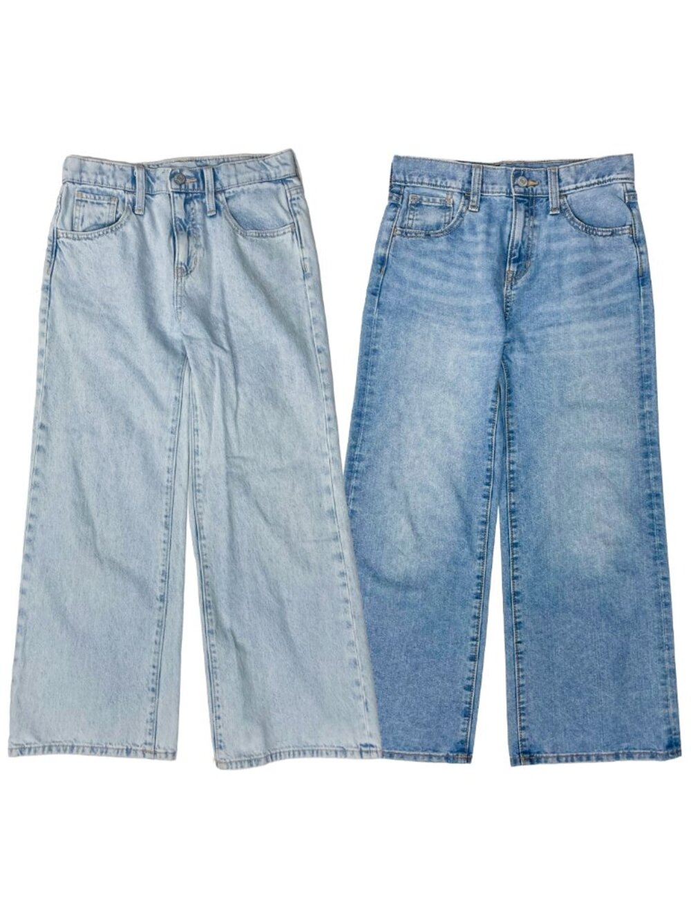 Old Navy Girls 12 High Rise Baggy Wide Leg Jeans 2 Pack Light Medium Wash